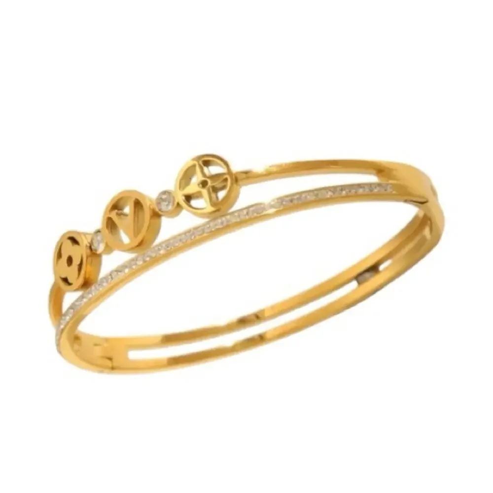 Designer Gold Plated Flower Leaf Bangle Bracelet